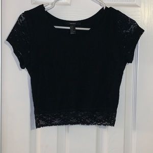Black Lace Crop Top